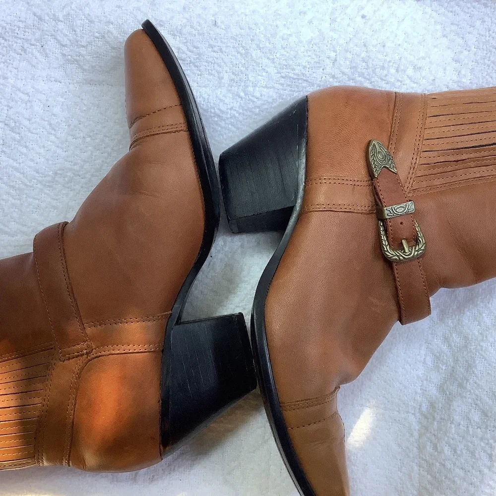 Dingo ankle‎ leather brown boot bootie cowgirl western